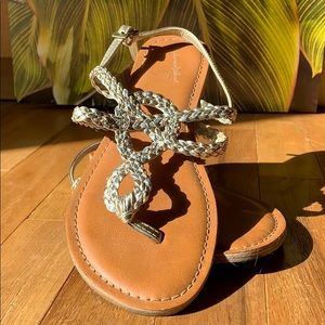 Gold and Silver flip flops